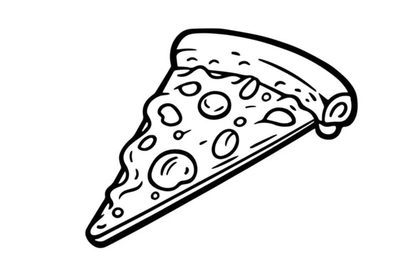 Bit Pizza Älskare Bläck Skiss Gravyr Stil Vektor Illustration Konst — Stock vektor