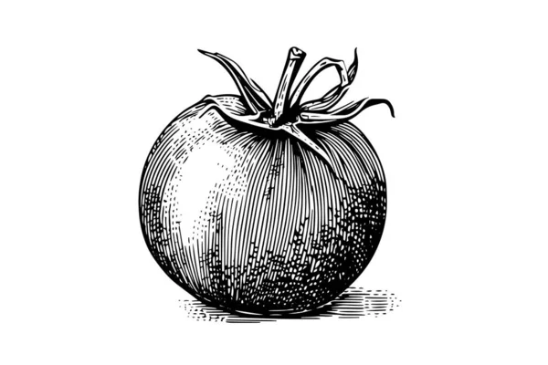 Narysowany Ręcznie Szkic Tuszu Pomidorowego Grawerowanie Vintage Styl Wektor Ilustracja — Wektor stockowy