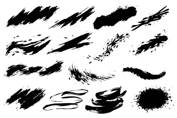Малювати Пензлем Чорне Чорнило Грайливі Штрихи Пензля Векторний Набір Пензлів — стоковий вектор