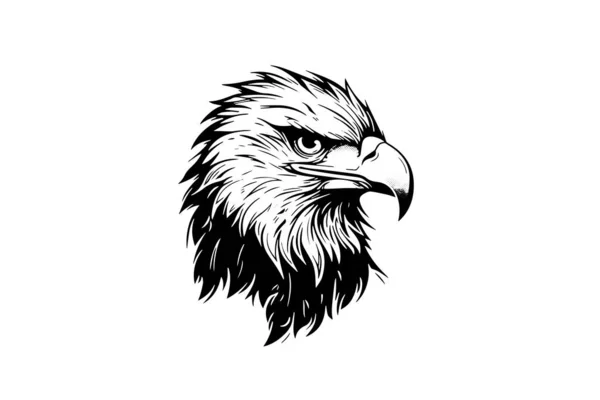 鹰头徽型吉祥物 雕刻风格 符号或标记的矢量图解 — 图库矢量图片