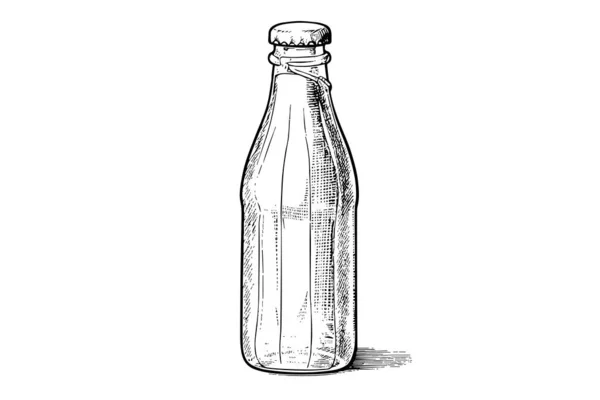 Cam Soda Şişesi Kola Elle Çizilmiş Klasik Vektör Çiziminin Mürekkep — Stok Vektör