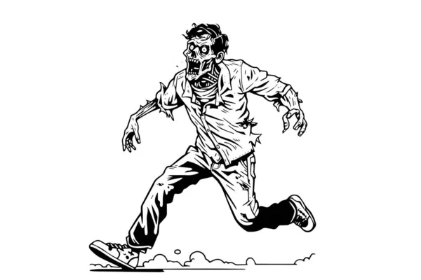 Zombiebläckskiss Walking Död Hand Rita Vektor Illustration — Stock vektor