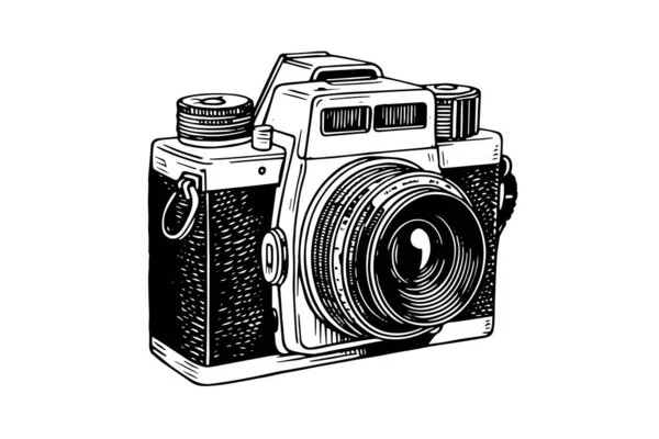 Moderní Fotoaparát Rytém Stylu Vektorové Retro Ručně Kreslené Ilustrace — Stockový vektor