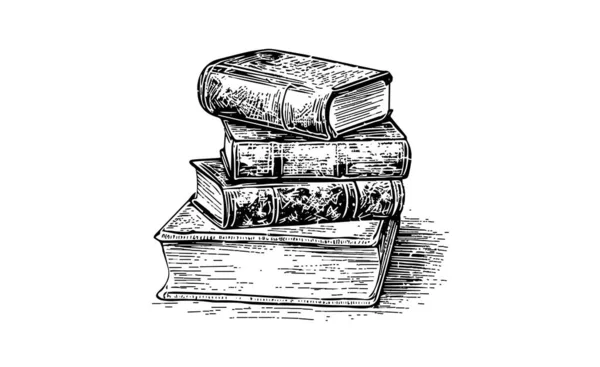 Σκίτσο Στοίβα Χαρακτικής Βιβλίων Χειροποίητη Διανυσματική Απεικόνιση Μαύρο Και Άσπρο — Διανυσματικό Αρχείο