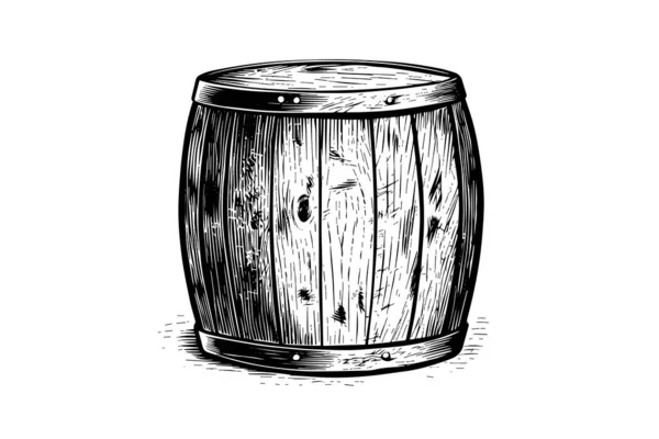 Sud Dřeva Ručně Kreslené Náčrtky Vektorové Ilustrace Stylu Gravírování — Stockový vektor