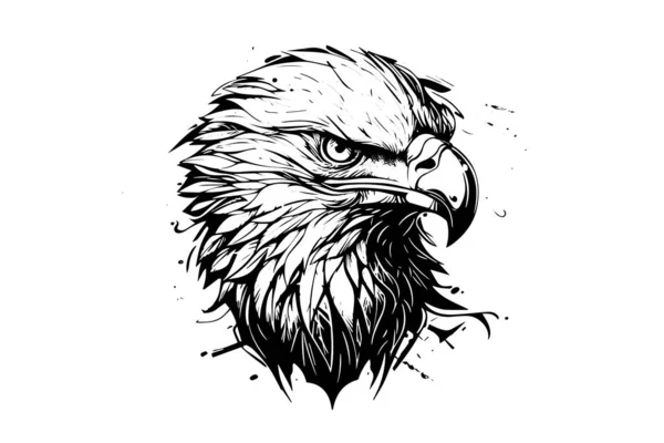 Αετός Κεφάλι Logotype Μασκότ Στυλ Χαρακτικής Εικονογράφηση Διανύσματος Του Σημείου — Διανυσματικό Αρχείο