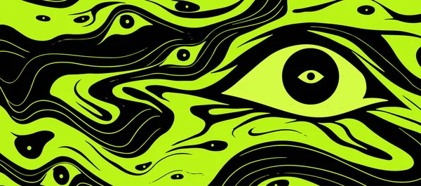 Trippy Flytande Grön Trendig Vektor Abstrakt Bakgrund Groovy Stil Psykedelisk — Stock vektor