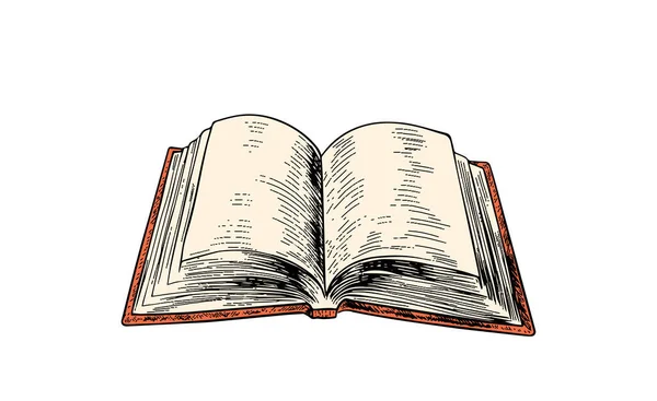 Άνοιγμα Βιβλίο Σκίτσο Απεικόνιση Διάνυσμα Απομίμηση Τύπου Ξυστό Μαύρη Και — Διανυσματικό Αρχείο