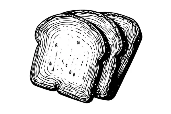 Σκετς Τοστ Χάραξη Ψωμιού Εικονογράφηση Διανύσματος Στυλ — Διανυσματικό Αρχείο