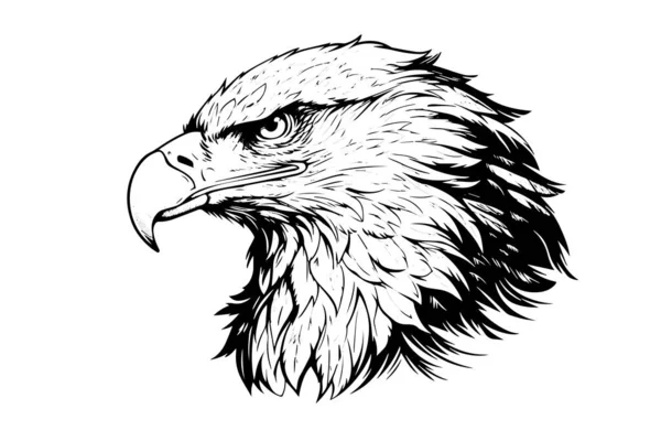 Eagle Head Logotype Mascot Engraving Style Vector Illustration Sign Mark — Stock Vector