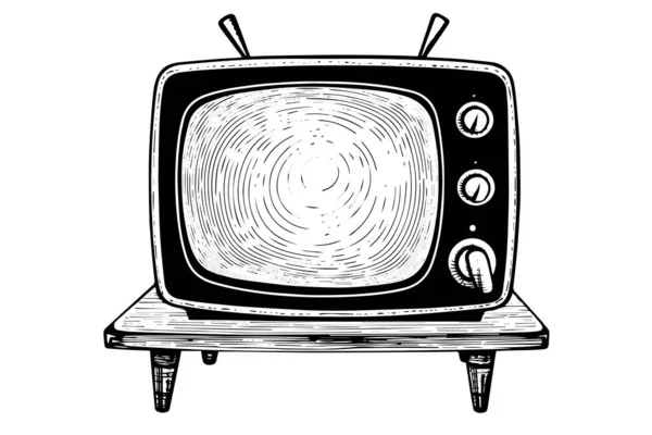 Vektor Illustration Retro Fernsehen Tintenzeichnung Für Den Gravurstil — Stockvektor