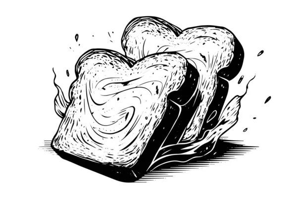 Toastscheiben Skizzieren Brotgravur Handgezeichneter Vektorillustration — Stockvektor