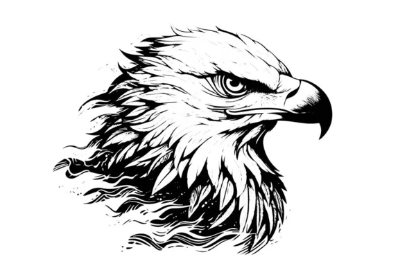 Талісман Логотипу Голови Орла Стилі Гравюри Векторні Ілюстрації Знака Або — стоковий вектор