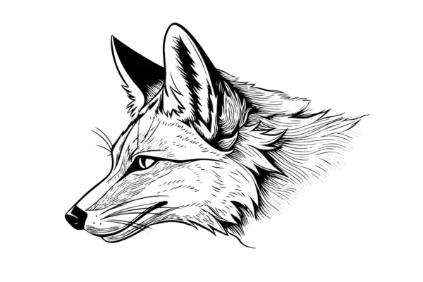 Талисман Логотипа Fox Нарисовал Эскиз Чернил Вручную Векторная Иллюстрация Стиле — стоковый вектор