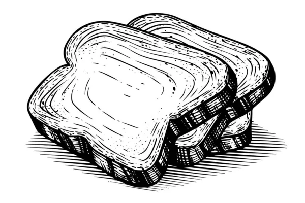 烤面包片草图 手绘风格矢量图上的面包雕刻 — 图库矢量图片