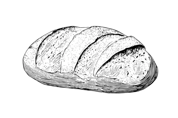 Bochník Chleba Vektor Ručně Kreslené Retro Rytí Styl Vektorové Ilustrace — Stockový vektor