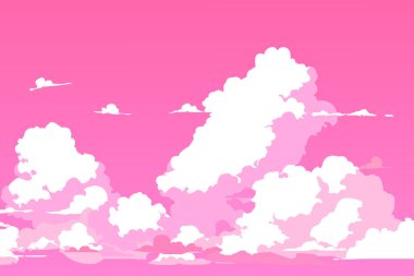 Pembe gökyüzü bulutları. Anime temiz stil. Arkaplan tasarımı