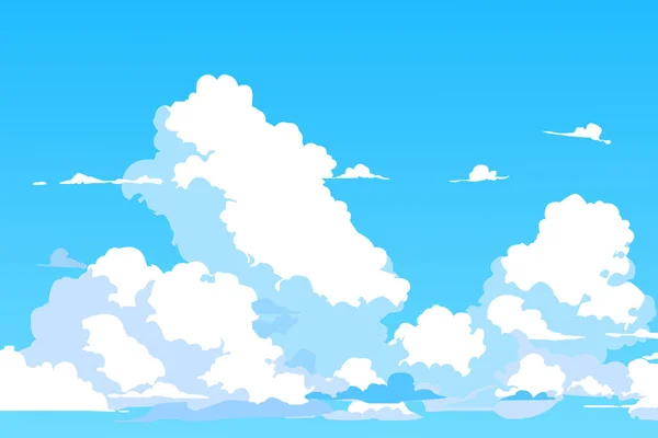 Vector Blue Sky Clouds Anime Clean Style Background Design — Stock Vector