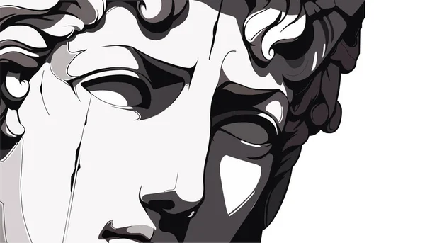 Michelangelo David Statue Gesicht Farbe Kreative Illustration Hintergrundgestaltung — Stockvektor