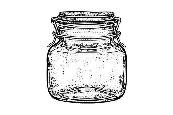 Empty Jar Hand Drawn Ink Sketch Engraved Vector Illistration — Stock Vector