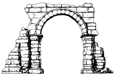 Greek column, architecture arch, roman pillar, doorway, archway vector sketch