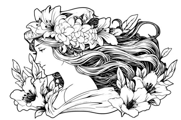 Aphrodite head hand drawn ink sketch. Engraved style vector illustration