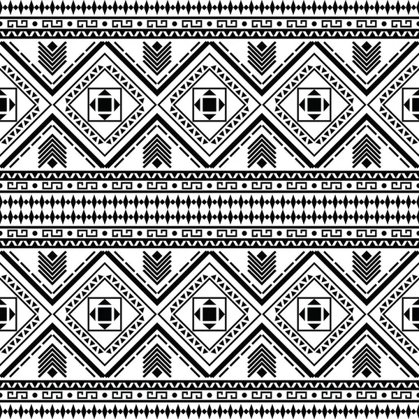 Geometrische Ethnische Orientalische Muster Traditionell Schwarz Und Weiß Stickerei Aztekischen — Stockvektor