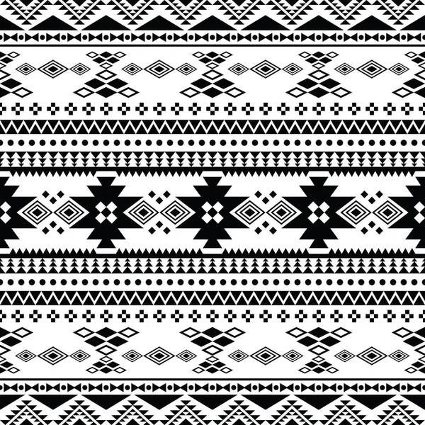 Геометрический Этнический Бесшовный Рисунок Черно Белом Ацтекский Племенной Этнический Дизайн — стоковый вектор