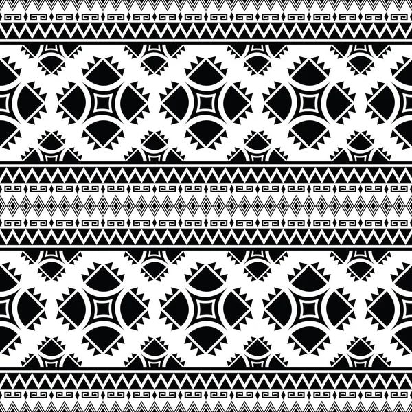 Traditional Aztec Ethnic Tribal Seamless Pattern Black White Color Design — Stock Vector