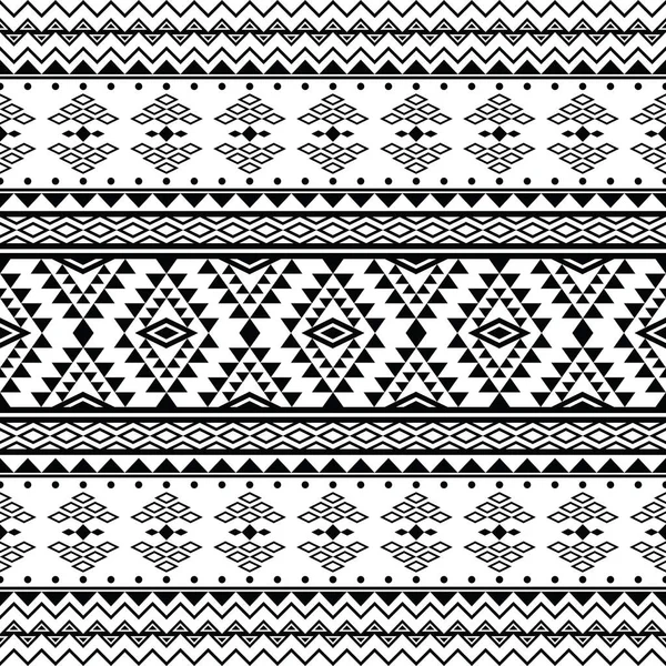 Patrón Inconsútil Étnico Azteca Con Formas Geométricas Color Blanco Negro — Archivo Imágenes Vectoriales
