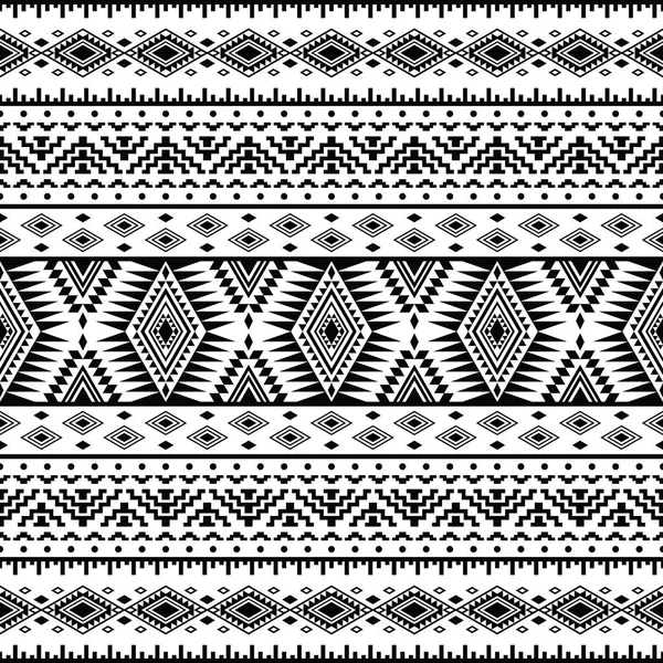 Nahtloses Geometrisches Design Ethnischer Muster Tribal Aztec Abstrakte Illustration Schwarz — Stockvektor