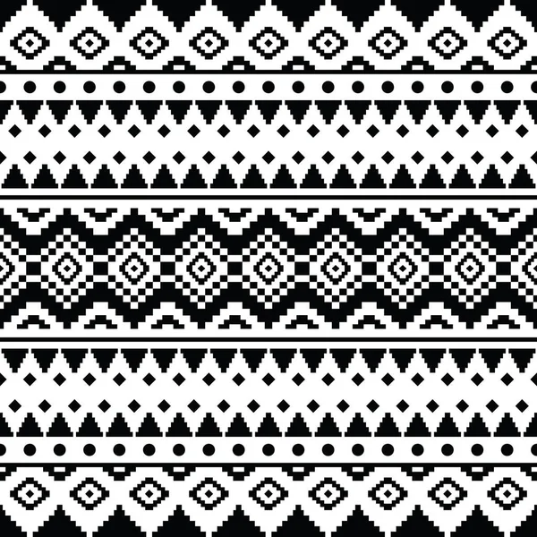 Племенной Бесшовный Геометрический Узор Векторная Иллюстрация Родной Стиль Черно Белые — стоковый вектор