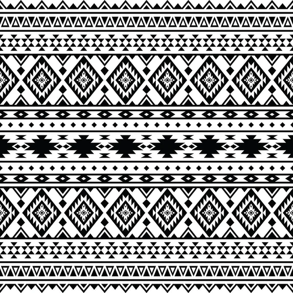Ацтекская Бесшовная Этническая Векторная Иллюстрация Черно Белые Цвета Абстрактный Геометрический — стоковый вектор