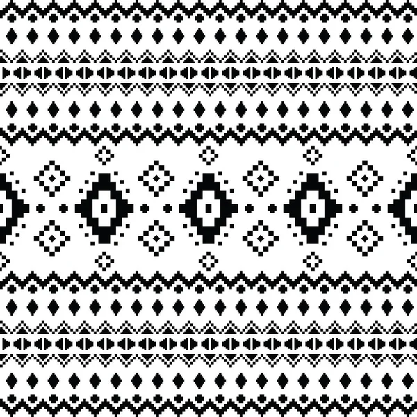Geometric Seamless Ethnic Pattern Native Tribal Style Pixel Pattern Native — Stock Vector