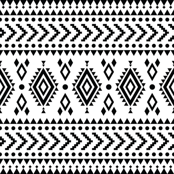 Ethnische Abstrakte Geometrische Vektorillustration Nahtloses Stammesmuster Der Navajo Schwarz Weiße — Stockvektor