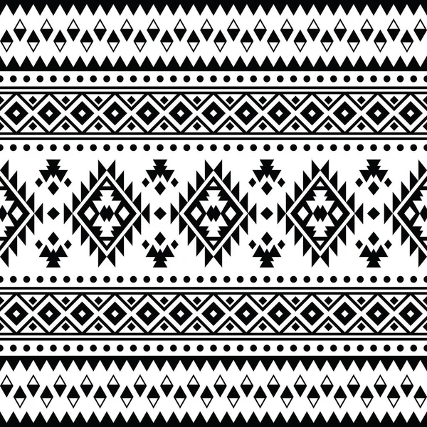 无缝儿的纳瓦霍部落模式 民族风格的民间几何抽象重复背景 黑色和白色的颜色 纺织品 装饰品 包装材料的设计 — 图库矢量图片