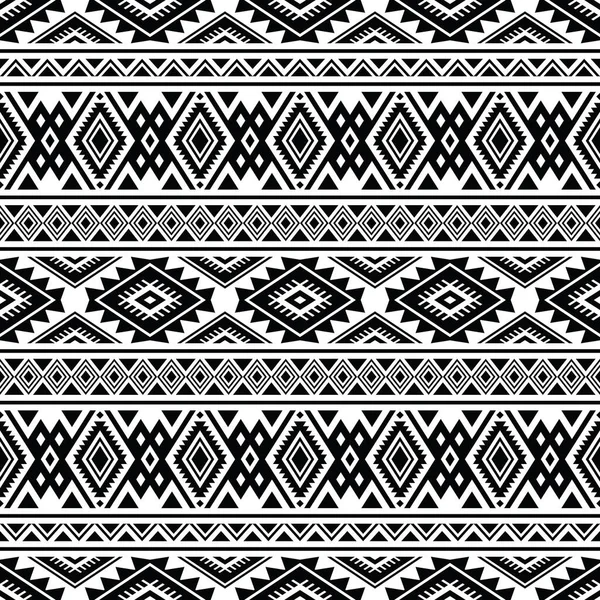 Бесшовный Племенной Узор Геометрическими Формами Черно Белых Цветах Ацтекское Этническое — стоковый вектор