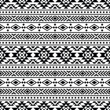 Şekil kabile nakışı. Etnik geometrik soyut zemin. Kabile Navajo 'sunun kusursuz deseni. Siyah ve beyaz. Tekstil, şablon, kumaş, dokuma, kapak, halı, dekorasyon, fayans, aksesuar için tasarım.