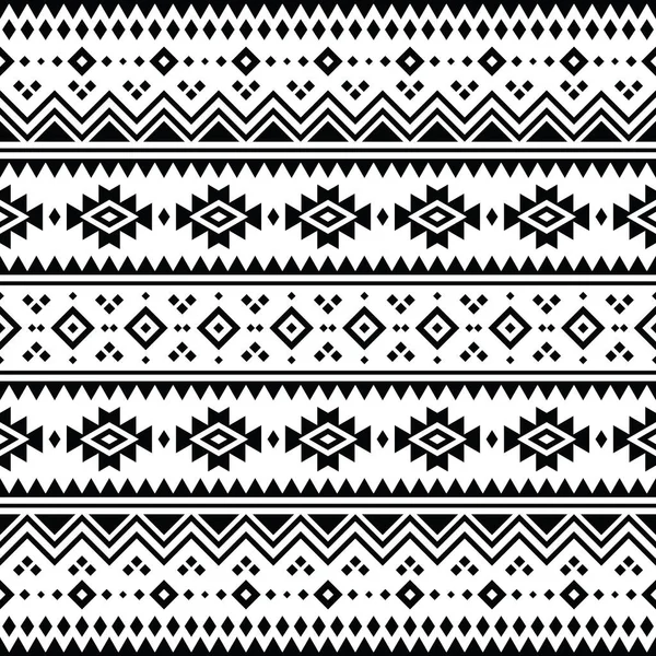 Native American Geometric Ethnic Pattern Black White Seamless Tribal Pattern — Stock Vector