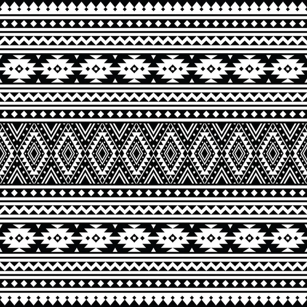 Племенной Бесшовный Шаблон Векторная Иллюстрация Пограничного Стиля Черно Белые Цвета — стоковый вектор
