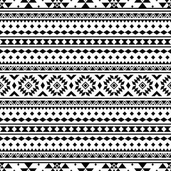 Navajo Einzigartiger Nahtloser Ethnischer Mustervektor Schwarz Weiße Farben Abstraktes Geometrisches — Stockvektor