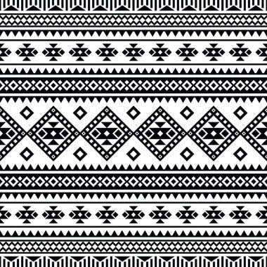 Ethnic contemporary abstract geometric vector illustration. Tribal Aztec Navajo seamless pattern. Black and white colors. Design for template, fabric, weave, cover, carpet, tile, accessory.