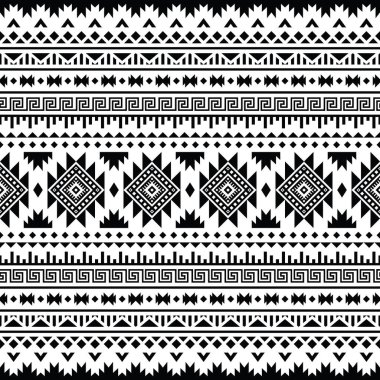 Geleneksel geometrik soyut arka plan etnik tarzda. Tekstil için kusursuz kabile Navajo desenli tasarım. Siyah ve beyaz renkler.