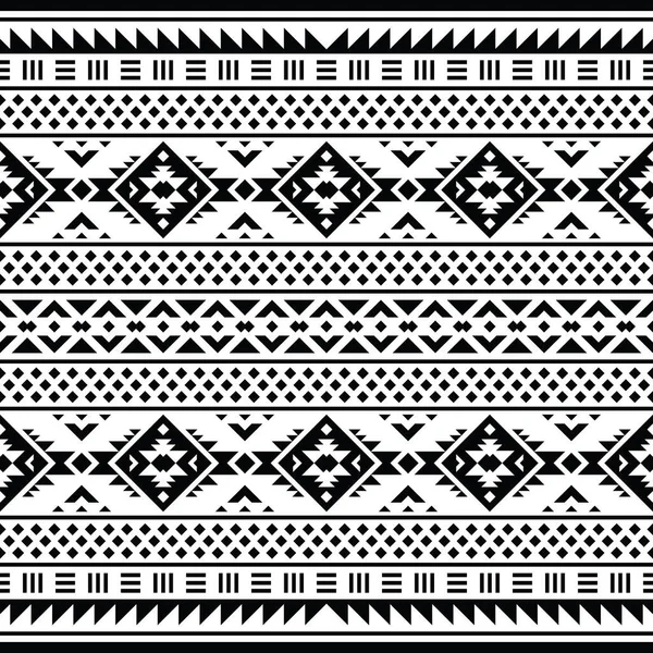 Aztecki Geometryczny Bezszwowy Wzór Etniczny Ludowy Monochromatyczny Styl Wzór Druku — Wektor stockowy