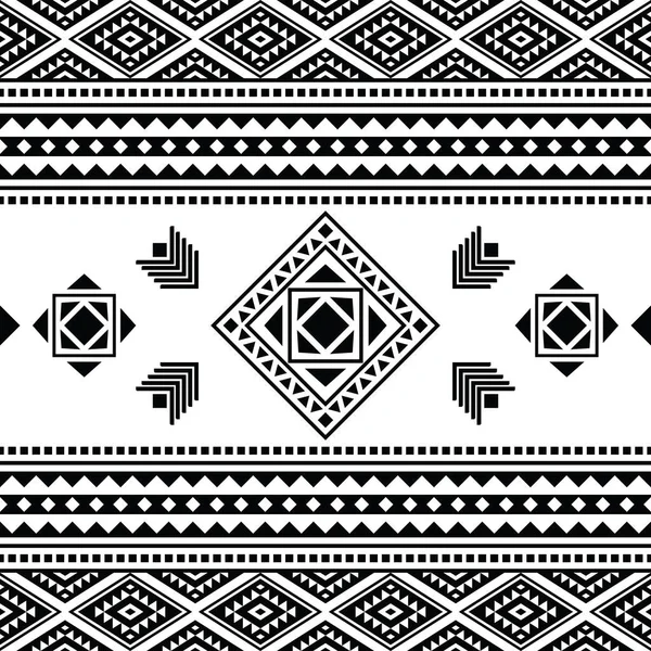 Бесшовный Племенной Узор Геометрическими Формами Черно Белых Цветах Ацтекский Этнический — стоковый вектор