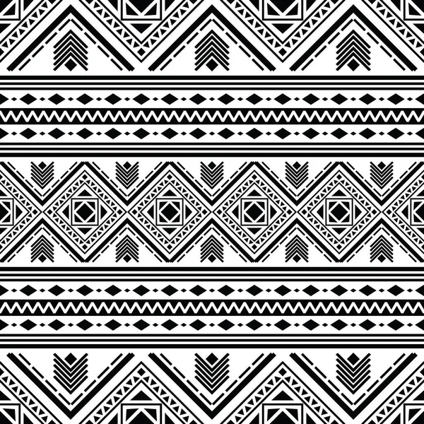 Geometric Seamless Tribal Pattern Black White Colors Aztec Ethnic Style — Stock Vector