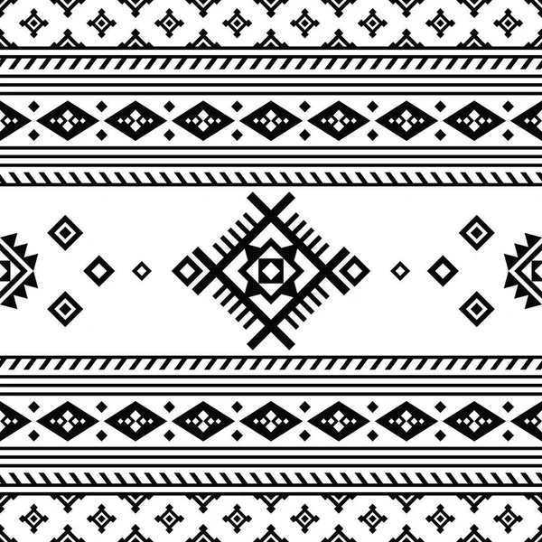 Indianische Geometrische Ethnische Muster Schwarz Weißen Farben Nahtloses Stammesmuster Mit — Stockvektor