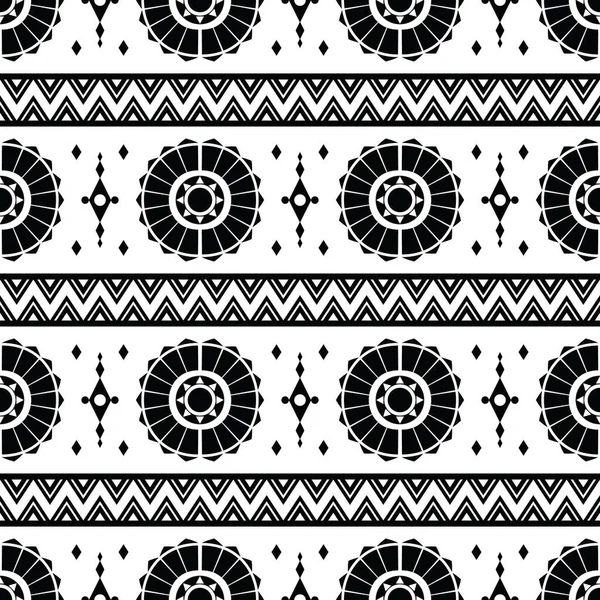 Геометрический Этнический Бесшовный Рисунок Полос Традиционный Черно Белых Цветах Индийский — стоковый вектор