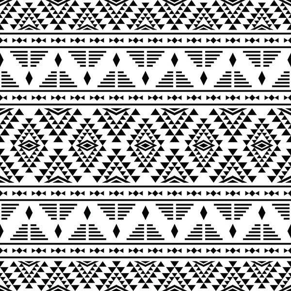 无缝隙美洲原住民模式 印刷面料和时尚的民族几何抽象设计 矢量图解在部落风格 黑色和白色 — 图库矢量图片
