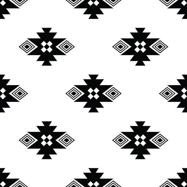 具有美洲原住民风格的部落重复模式 几何无缝种族模式 黑色和白色的颜色 背景设计 — 图库矢量图片